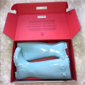 Baby blue Hunter rain boots